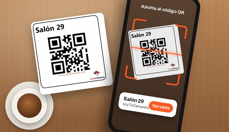 Móvil escaneando el código QR de la mesa